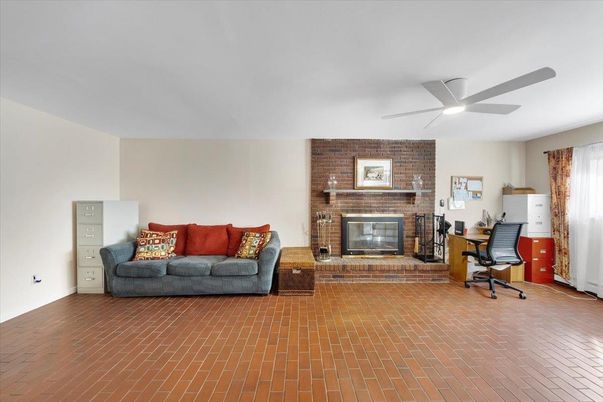 Fireplace, Home Office, Interior, Stone Walls