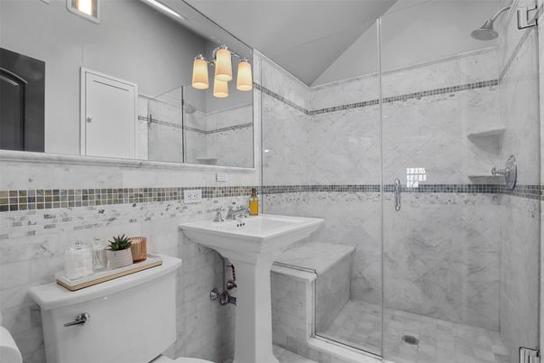 Bathroom, Glass Shower, Interior, Marble Walls