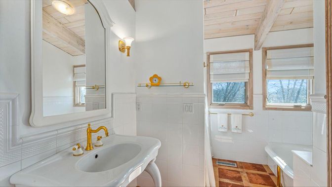Bathroom, Interior, Wooden Ceilings