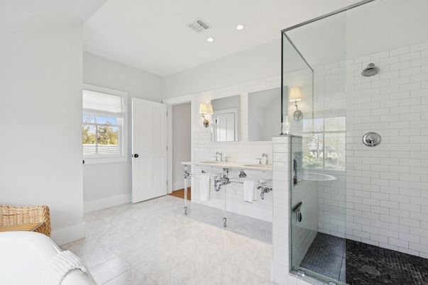 Bathroom, Glass Shower, Interior, Recessed Lighting