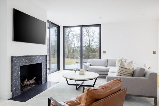 Fireplace, Interior, Living room, Recessed Lighting