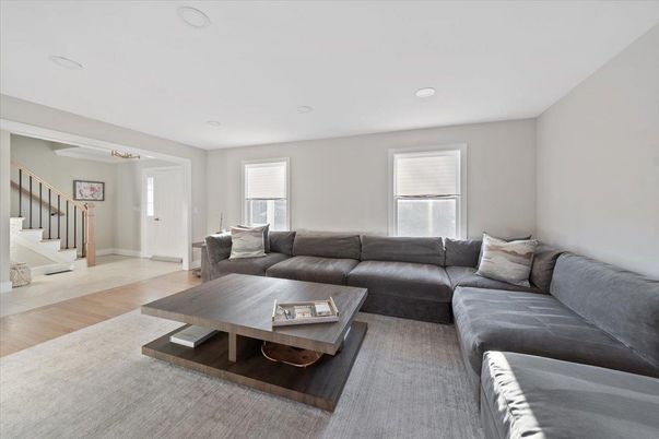 Interior, Living room, Recessed Lighting, Wood Texture Flooring