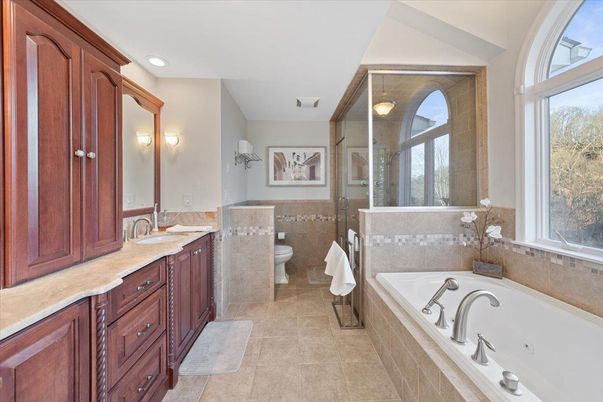 Bathroom, Dual Sink Vanities, Glass Shower, Interior, Recessed Lighting