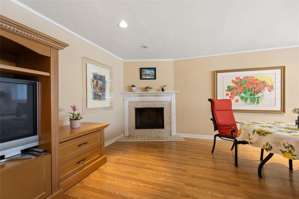 Fireplace, Interior, Recessed Lighting, Wood Texture Flooring