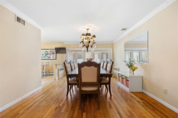 Chandelier, Dining room, Interior, Wood Texture Flooring
