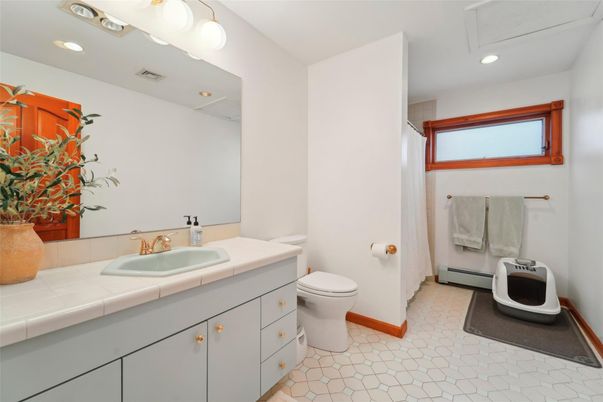 Bathroom, Interior, Recessed Lighting, Tile Countertops