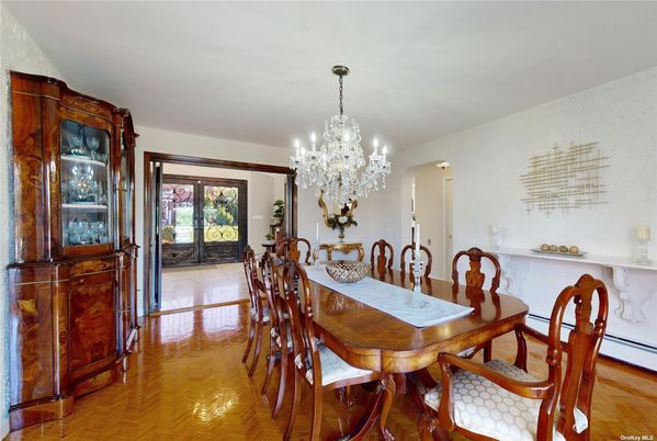 Chandelier, Dining room, Interior, Wood Texture Flooring