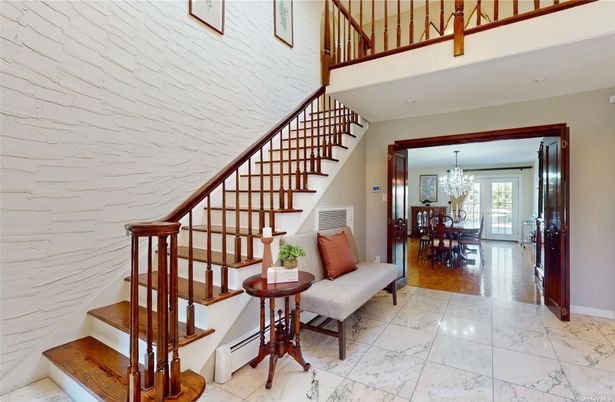 Chandelier, Dining room, Interior, Marble, Wood Texture Flooring