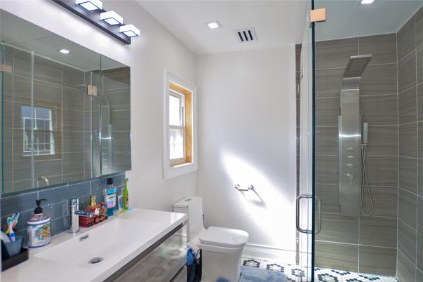 Bathroom, Glass Shower, Interior, Recessed Lighting