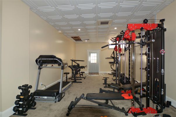 Fitness Equipment, Gym, Interior, Recessed Lighting