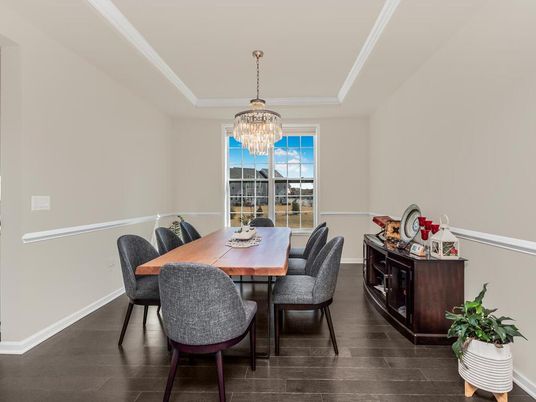 Chandelier, Dining room, Interior, Wood Texture Flooring