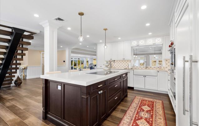 Interior, Kitchen, Pendant Lights, Recessed Lighting, Wood Texture Flooring