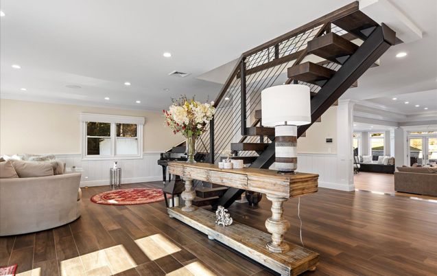 Interior, Living room, Piano, Recessed Lighting, Wood Texture Flooring