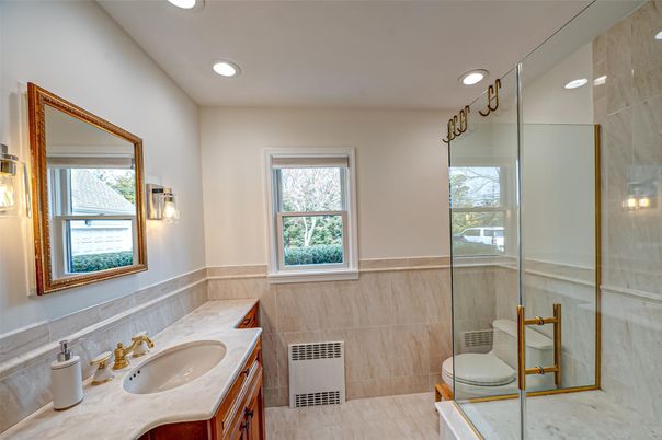 Bathroom, Glass Shower, Interior, Recessed Lighting