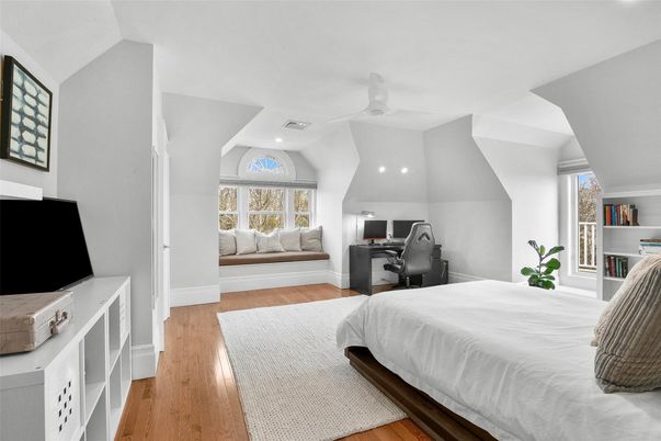 Bedroom, Home Office, Interior, Recessed Lighting, Wood Texture Flooring