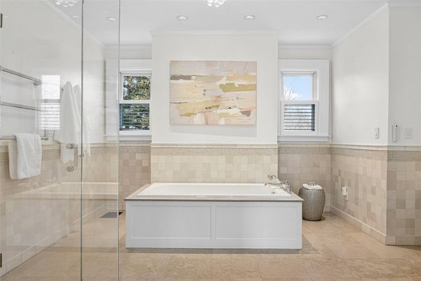 Bathroom, Glass Shower, Interior, Recessed Lighting