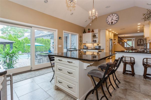 Chandelier, Interior, Kitchen, Recessed Lighting, Stainless Steel Appliances