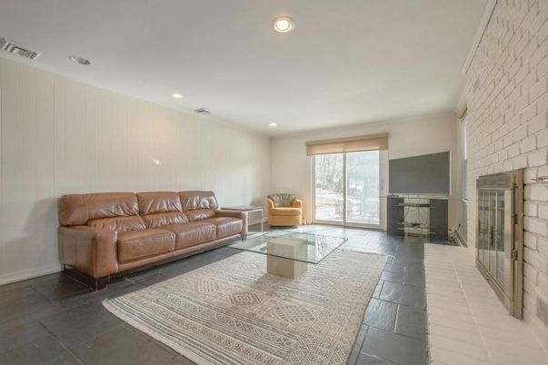 Interior, Living room, Recessed Lighting, Stone Walls