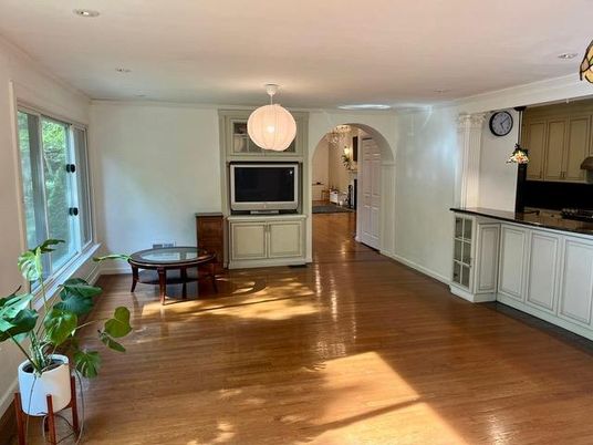 Interior, Kitchen, Pendant Lights, Recessed Lighting, Wood Texture Flooring