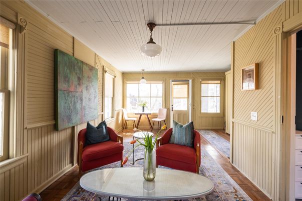 Dining room, Interior, Living room, Pendant Lights, Wood Texture Flooring