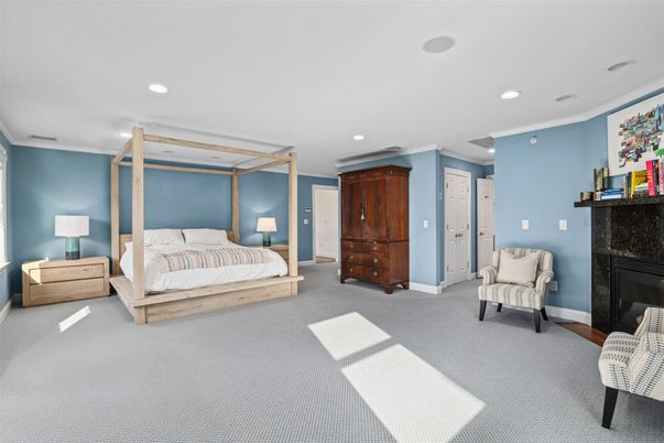 Bedroom, Fireplace, Interior, Recessed Lighting