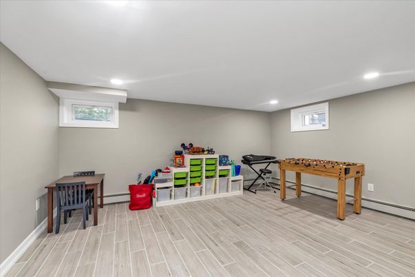 Game Room, Interior, Recessed Lighting, Wood Texture Flooring