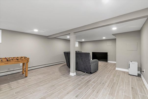Game Room, Interior, Recessed Lighting, Wood Texture Flooring