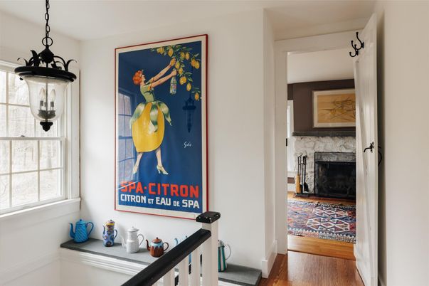 Fireplace, Interior, Pendant Lights, Wood Texture Flooring