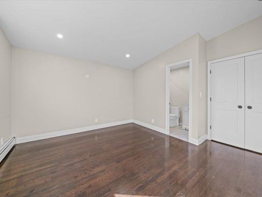 Bathroom, Empty room, Interior, Recessed Lighting, Wood Texture Flooring