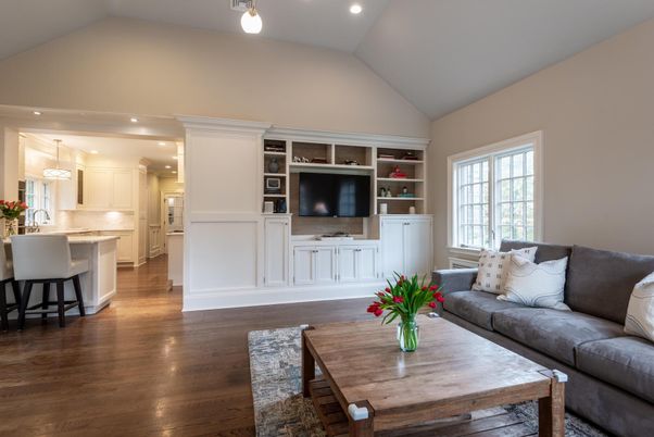 Interior, Kitchen, Living room, Pendant Lights, Recessed Lighting, Wood Texture Flooring