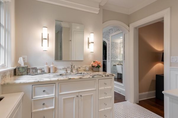 Bathroom, Dual Sink Vanities, Interior, Wood Texture Flooring