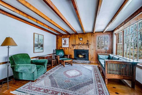 Fireplace, Interior, Living room, Wooden Beams, Wood Texture Flooring, Wooden Walls