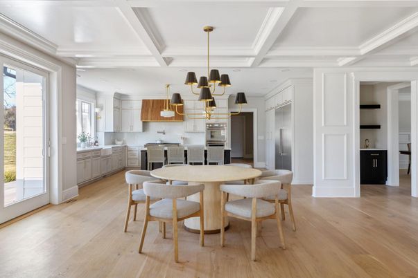 Interior, Kitchen, Pendant Lights, Stainless Steel Appliances, Wood Texture Flooring