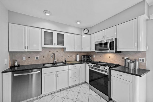 Interior, Kitchen, Marble, Recessed Lighting, Stainless Steel Appliances