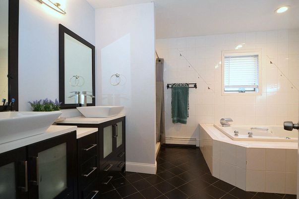 Bathroom, Dual Sink Vanities, Glass Shower, Interior, Recessed Lighting