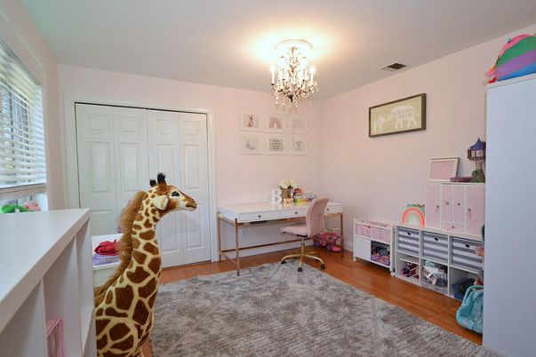 Chandelier, Home Office, Interior, Wood Texture Flooring