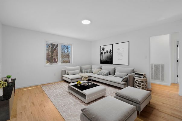 Interior, Living room, Recessed Lighting, Wood Texture Flooring