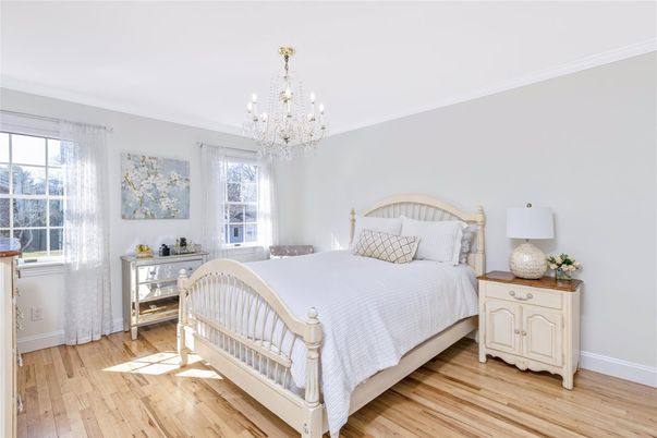 Bedroom, Chandelier, Interior, Wood Texture Flooring