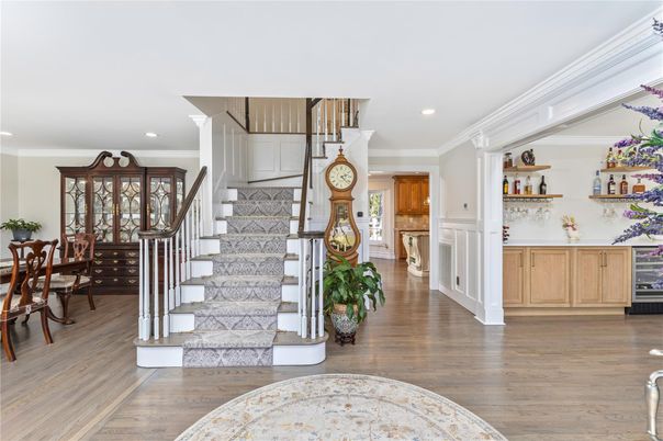 Dining room, Interior, Recessed Lighting, Wood Texture Flooring