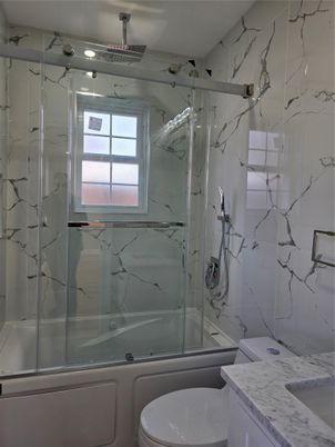 Bathroom, Glass Shower, Interior, Marble Walls
