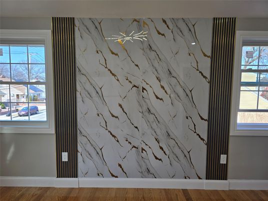 Empty room, Interior, Marble Walls, Wood Texture Flooring