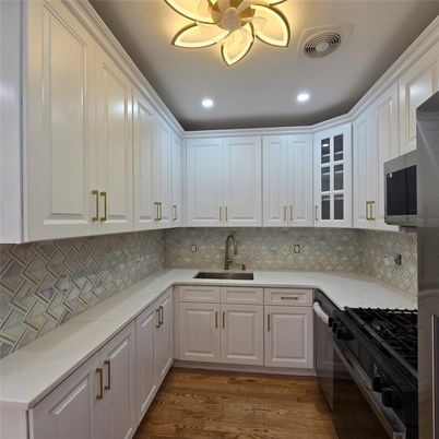 Interior, Kitchen, Recessed Lighting, Wood Texture Flooring