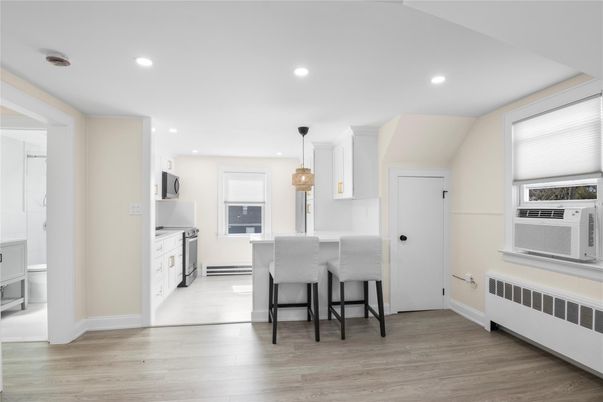 Interior, Kitchen, Pendant Lights, Recessed Lighting, Wood Texture Flooring