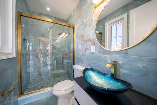 Bathroom, Glass Shower, Interior, Recessed Lighting