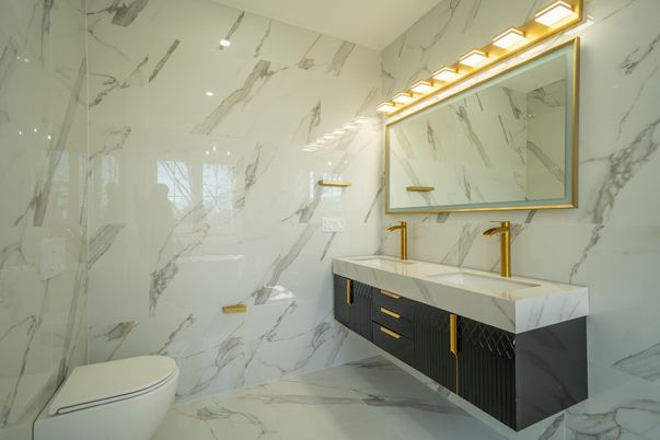 Bathroom, Dual Sink Vanities, Interior, Marble, Marble Walls