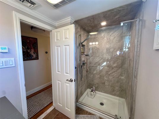 Bathroom, Glass Shower, Interior, Marble Walls