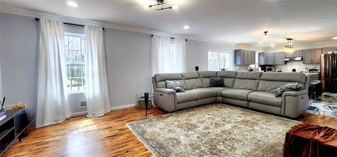 Interior, Kitchen, Living room, Pendant Lights, Recessed Lighting, Stainless Steel Appliances, Wood Texture Flooring