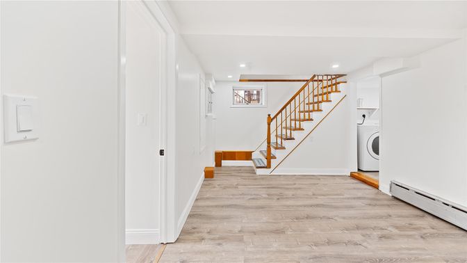 Interior, Recessed Lighting, Utility Closets, Washer, Wood Texture Flooring