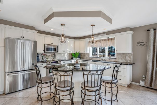 Chandelier, Interior, Kitchen, Pendant Lights, Recessed Lighting, Stainless Steel Appliances