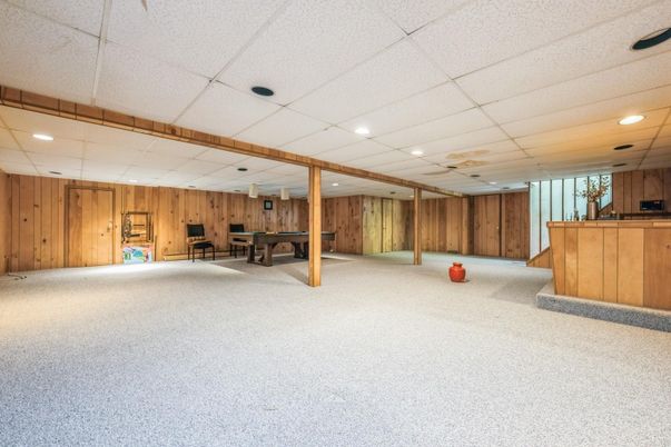 Game Room, Interior, Recessed Lighting, Wooden Walls